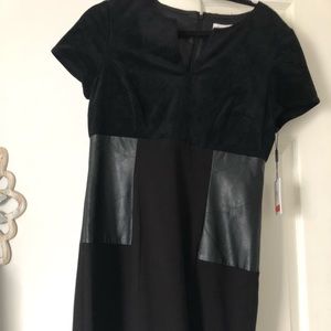 Black Calvin Klein suede and leather dress